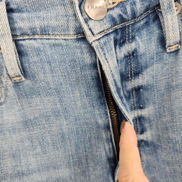 FRAME Denim Le Beau Crop Jeans Size 25 in Walden Rock Wash Raw Hem - Picture 4 of 16